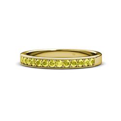 Janice Round Yellow Diamond Stone Wedding Band Round Yellow Diamond ctw Stone Milgrain Womens Wedding Band Stackable K Yellow Gold