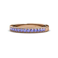 Janice Round Tanzanite Stone Wedding Band Round Tanzanite ctw Stone Milgrain Womens Wedding Band Stackable K Rose Gold
