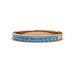 Janice Round Blue Topaz Stone Wedding Band Round Blue Topaz ctw Stone Milgrain Womens Wedding Band Stackable K Rose Gold