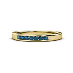 Kathiryn Blue Diamond Stone Wedding Band Blue Diamond Stone Channel Set Womens Wedding Band Stackable ctw K Yellow Gold