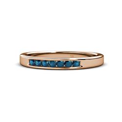Kathiryn Blue Diamond Stone Wedding Band Blue Diamond Stone Channel Set Womens Wedding Band Stackable ctw K Rose Gold
