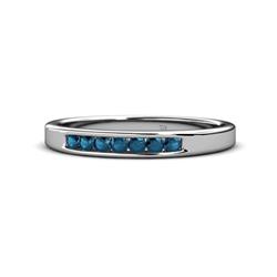 Kathiryn Blue Diamond Stone Wedding Band Blue Diamond Stone Channel Set Womens Wedding Band Stackable ctw Platinum