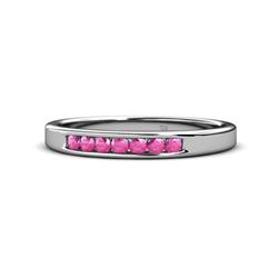 Kathiryn Pink Sapphire Stone Wedding Band Pink Sapphire Stone Channel Set Womens Wedding Band Stackable ctw K White Gold