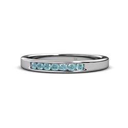 Kathiryn Aquamarine Stone Wedding Band Aquamarine Stone Channel Set Womens Wedding Band Stackable ctw K White Gold