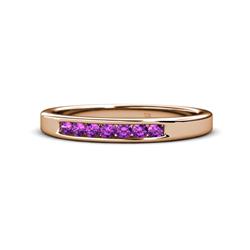 Kathiryn Amethyst Stone Wedding Band Amethyst Stone Channel Set Womens Wedding Band Stackable ctw K Rose Gold