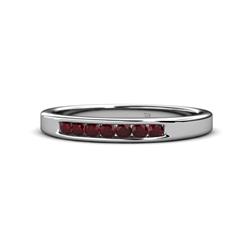 Kathiryn Red Garnet Stone Wedding Band Red Garnet Stone Channel Set Womens Wedding Band Stackable ctw K White Gold
