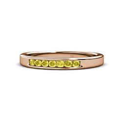 Kathiryn Yellow Sapphire Stone Wedding Band Yellow Sapphire Stone Channel Set Womens Wedding Band Stackable ctw K Rose Gold