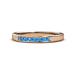 Kathiryn Blue Topaz Stone Wedding Band Blue Topaz Stone Channel Set Womens Wedding Band Stackable ctw K Rose Gold