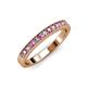 3 - Janice 2.00 mm Round Pink Sapphire and Diamond 13 Stone Wedding Band 