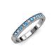 3 - Janice 2.00 mm Round Blue Topaz and Diamond 13 Stone Wedding Band 