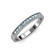 3 - Janice 2.00 mm Round Aquamarine and Diamond 13 Stone Wedding Band 