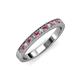 3 - Janice 2.00 mm Round Rhodolite Garnet and Diamond 13 Stone Wedding Band 