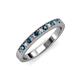 3 - Janice 2.00 mm Round Blue and White Diamond 13 Stone Wedding Band 