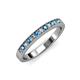 3 - Janice 2.00 mm Round London Blue Topaz and Diamond 13 Stone Wedding Band 