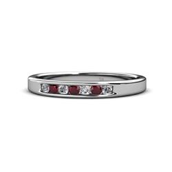 Kathiryn Ruby and Diamond Stone Wedding Band Ruby and Diamond Stone Channel Set Womens Wedding Band Stackable ctw K White Gold