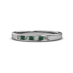 Kathiryn Emerald and Diamond Stone Wedding Band Emerald and Diamond Stone Channel Set Womens Wedding Band Stackable ctw K White Gold