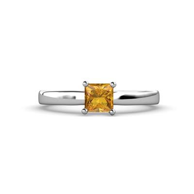 Annora Princess Cut Citrine Solitaire Engagement Ring