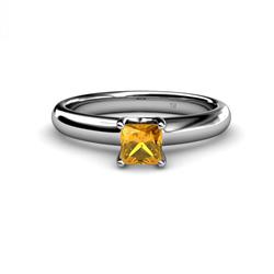 Bianca Princess Cut Citrine Solitaire Engagement Ring Princess Cut Citrine Womens Solitaire Engagement Ring ct K White Gold