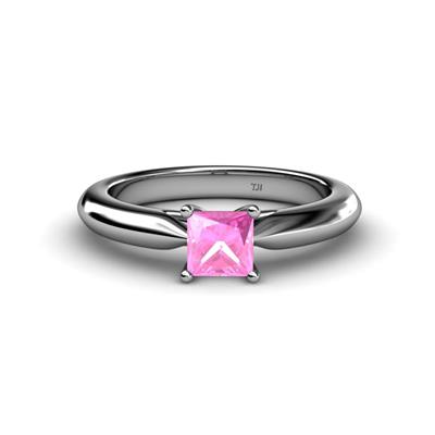 Akila Princess Cut Lab Created Pink Sapphire Solitaire Engagement Ring