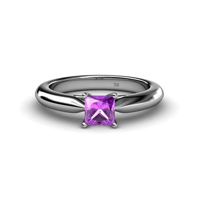 Akila Princess Cut Amethyst Solitaire Engagement Ring