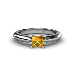 Akila Princess Cut Citrine Solitaire Engagement Ring Princess Cut Citrine Womens Solitaire Engagement Ring ct Platinum