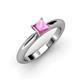 4 - Akila Princess Cut Lab Created Pink Sapphire Solitaire Engagement Ring 