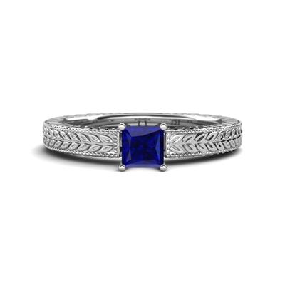 Kaelan Princess Cut Lab Created Blue Sapphire Solitaire Engagement Ring