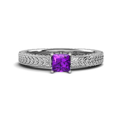 Kaelan Princess Cut Amethyst Solitaire Engagement Ring