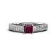 1 - Kaelan 6.00 mm Princess Cut Rhodolite Garnet Solitaire Engagement Ring 