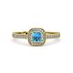 3 - Aellai Princess Cut Blue Topaz and Diamond Halo Engagement Ring 