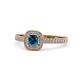 1 - Aellai Princess Cut Blue and White Diamond Halo Engagement Ring 