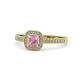 1 - Aellai Princess Cut Pink Tourmaline and Diamond Halo Engagement Ring 