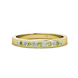 Aaryn Peridot and Diamond Stone Wedding Band Princess Cut Peridot and Diamond Channel Set Stone Womens Wedding Band Stackable ctw K Yellow Gold