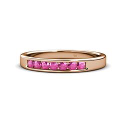 Kathiryn Pink Sapphire Stone Wedding Band Pink Sapphire Stone Channel Set Womens Wedding Band Stackable ctw K Rose Gold