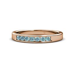 Kathiryn Aquamarine Stone Wedding Band Aquamarine Stone Channel Set Womens Wedding Band Stackable ctw K Rose Gold