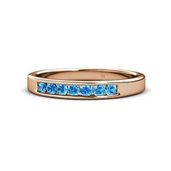 Kathiryn Blue Topaz Stone Wedding Band Blue Topaz Stone Channel Set Womens Wedding Band Stackable ctw K Rose Gold