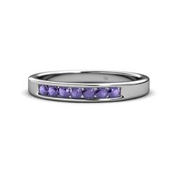 Kathiryn Iolite Stone Wedding Band Iolite Stone Channel Set Womens Wedding Band Stackable ctw K White Gold