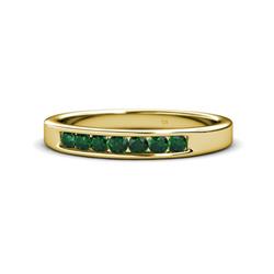 Kathiryn Emerald Stone Wedding Band Emerald Stone Channel Set Womens Wedding Band Stackable ctw K Yellow Gold