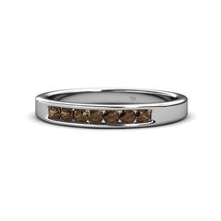 Kathiryn Smoky Quartz Stone Wedding Band Smoky Quartz Stone Channel Set Womens Wedding Band Stackable ctw K White Gold