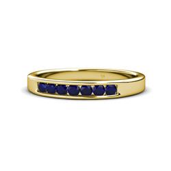 Kathiryn Blue Sapphire Stone Wedding Band Blue Sapphire Stone Channel Set Womens Wedding Band Stackable ctw K Yellow Gold