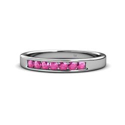Kathiryn Pink Sapphire Stone Wedding Band Pink Sapphire Stone Channel Set Womens Wedding Band Stackable ctw Platinum