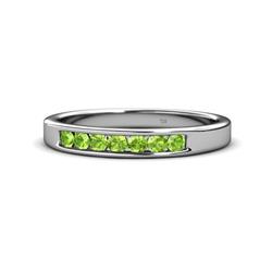 Kathiryn Peridot Stone Wedding Band Peridot Stone Channel Set Womens Wedding Band Stackable ctw Platinum