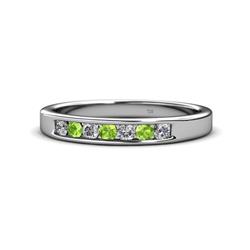 Kathiryn Peridot and Diamond Stone Wedding Band Peridot and Diamond Stone Channel Set Womens Wedding Band Stackable ctw K White Gold
