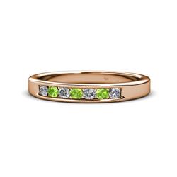 Kathiryn Peridot and Diamond Stone Wedding Band Peridot and Diamond Stone Channel Set Womens Wedding Band Stackable ctw K Rose Gold