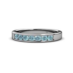 Kathiryn Aquamarine Stone Wedding Band Aquamarine Stone Channel Set Womens Wedding Band Stackable ctw K White Gold