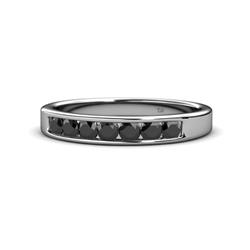 Kathiryn Black Diamond Stone Wedding Band Black Diamond Stone Channel Set Womens Wedding Band Stackable ctw K White Gold