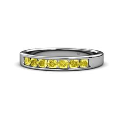 Kathiryn Yellow Sapphire Stone Wedding Band Yellow Sapphire Stone Channel Set Womens Wedding Band Stackable ctw K White Gold
