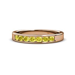 Kathiryn Yellow Sapphire Stone Wedding Band Yellow Sapphire Stone Channel Set Womens Wedding Band Stackable ctw K Rose Gold
