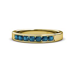 Kathiryn Blue Diamond Stone Wedding Band Blue Diamond Stone Channel Set Womens Wedding Band Stackable ctw K Yellow Gold