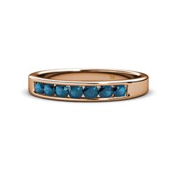 Kathiryn Blue Diamond Stone Wedding Band Blue Diamond Stone Channel Set Womens Wedding Band Stackable ctw K Rose Gold
